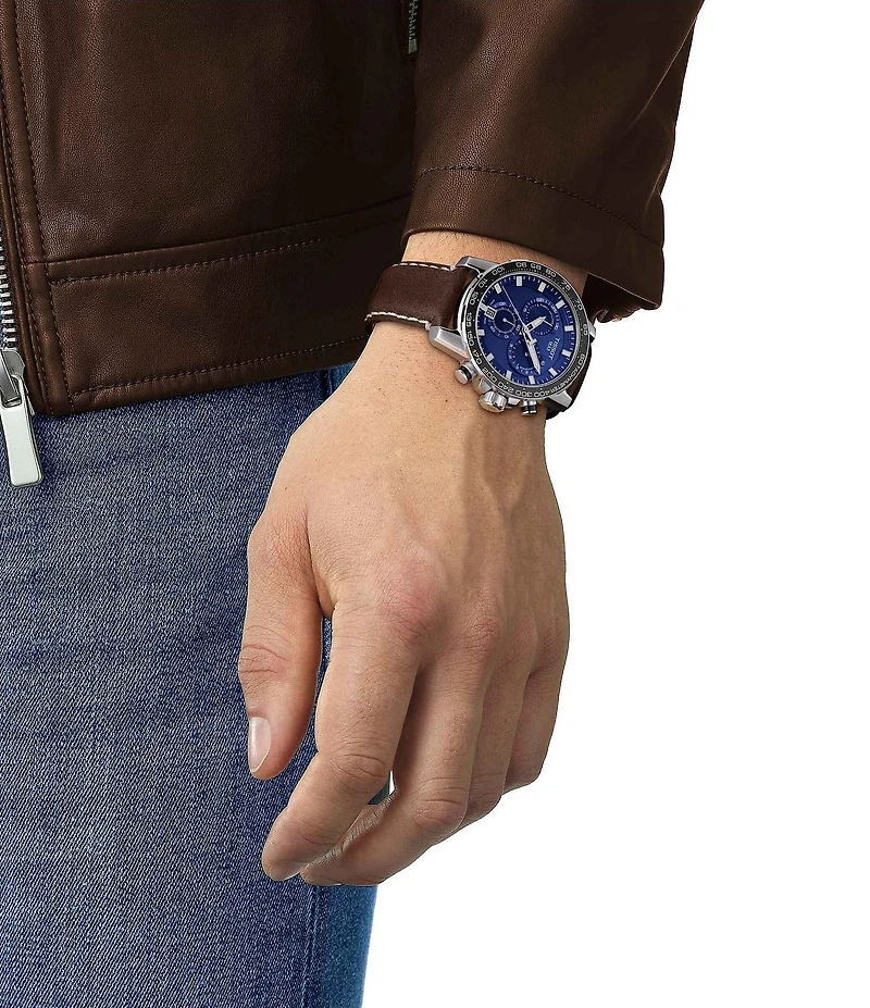 Tissot Supersport Black Leather Strap Chronograph Watch