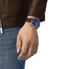 Tissot Supersport Black Leather Strap Chronograph Watch