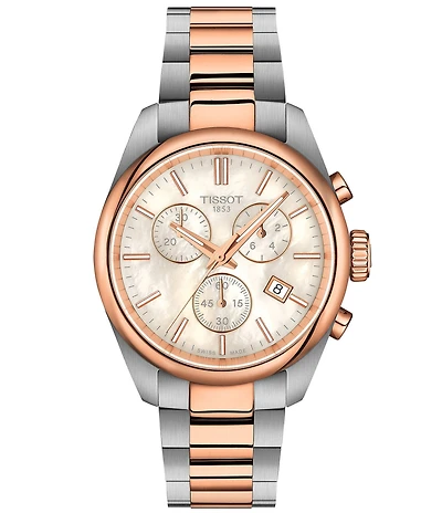 Tissot Women's PR 100 Quartz Chronograph Two Tone Stainless Steel Bracelet Watch