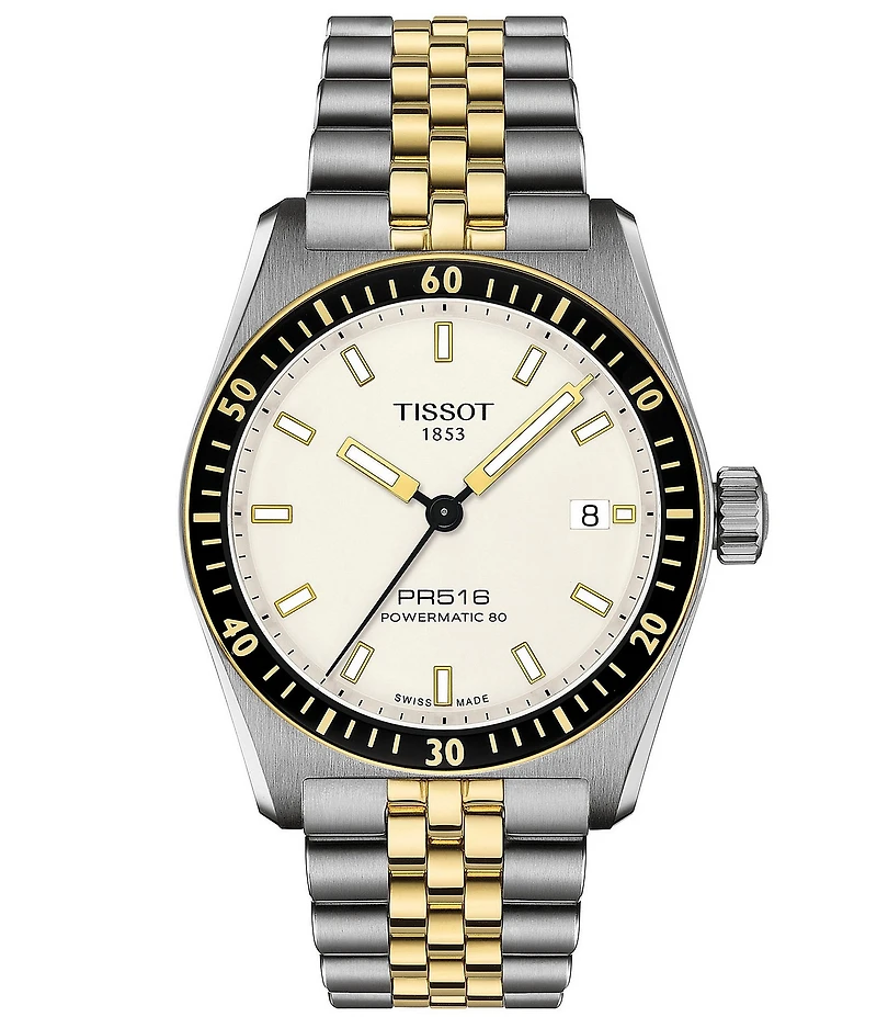 Tissot Unisex Pr516 Powermatic 80 Automatic Two Tone Stainless Steel Bracelet Watch