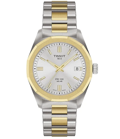 Tissot Unisex PRC 100 Solar Classic Contemporary Collection Quartz Analog 316L Stainless Steel Bracelet Watch