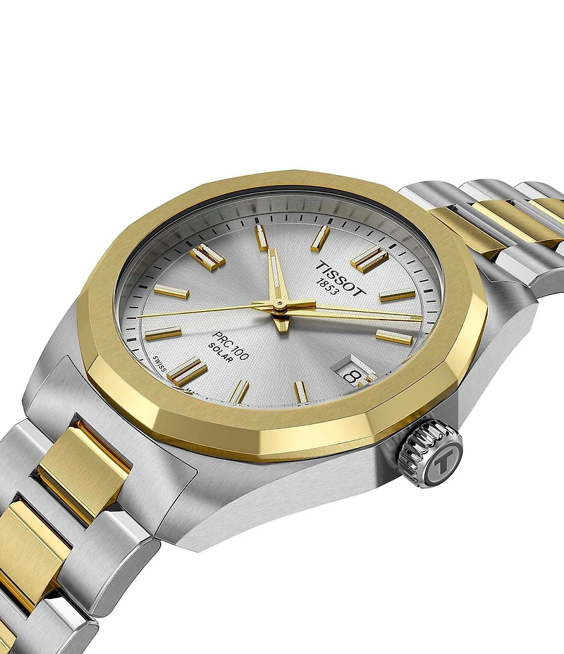 Tissot Unisex PRC 100 Solar Classic Contemporary Collection Quartz Analog 316L Stainless Steel Bracelet Watch