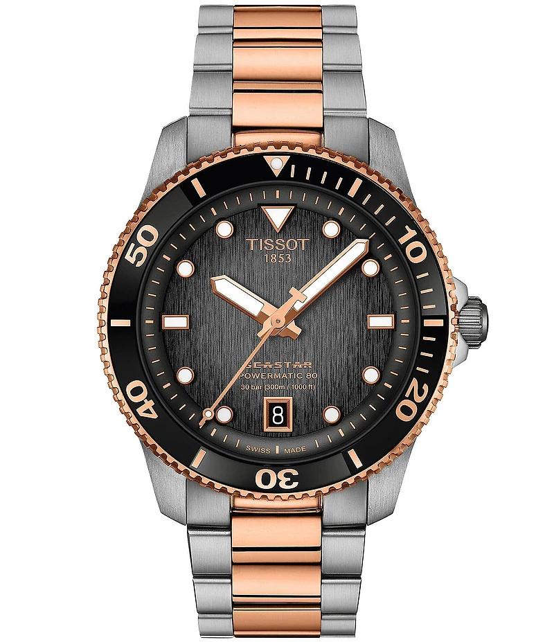 Tissot Unisex Seastar 1000 Powermatic 80 Automatic Two Tone Stainless Steel Bracelet Watch