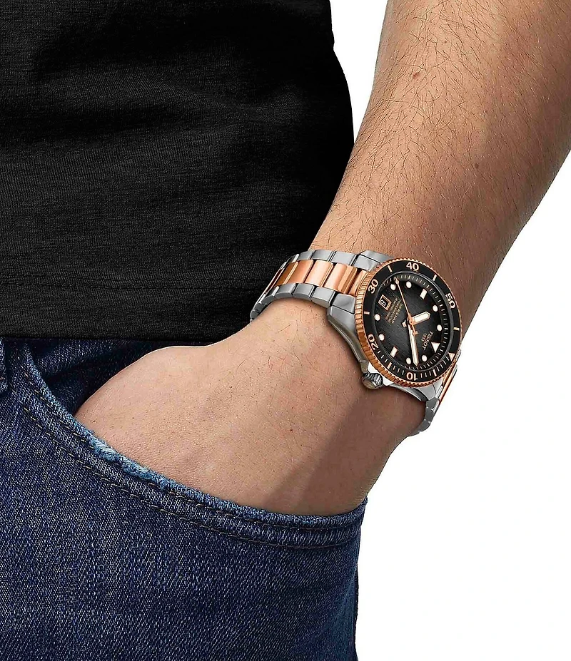 Tissot Unisex Seastar 1000 Powermatic 80 Automatic Two Tone Stainless Steel Bracelet Watch
