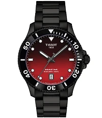 Tissot Unisex Seastar 1000 Quartz Analog Black Tone Stainless Steel Bracelet Watch