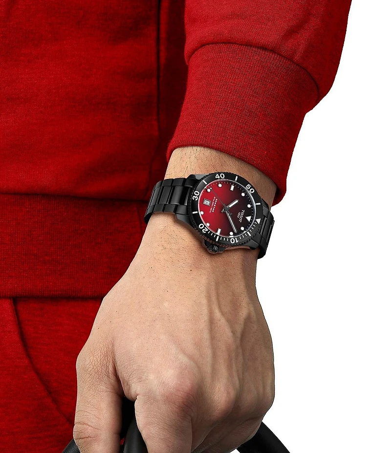 Tissot Unisex Seastar 1000 Quartz Analog Black Tone Stainless Steel Bracelet Watch