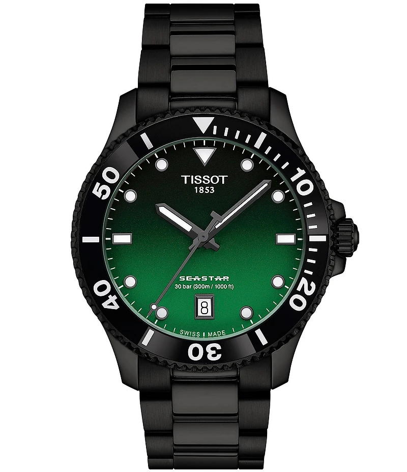 Tissot Unisex Seastar 1000 Quartz Analog Black Tone Stainless Steel Bracelet Watch