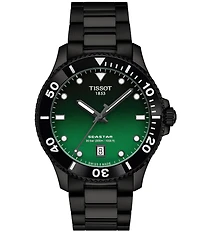 Tissot Unisex Seastar 1000 Quartz Analog Black Tone Stainless Steel Bracelet Watch