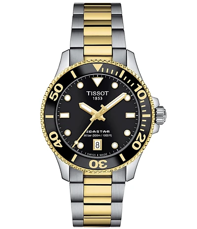 Tissot Unisex Seastar 1000 Quartz Mechanical Automatic Two-Tone Stainless Steel Bracelet Watch