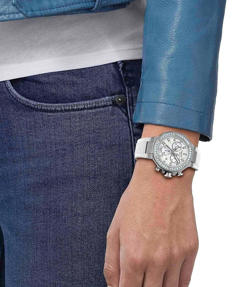 Tissot Unisex T-Race Quartz Chronograph White Silicone Strap Watch