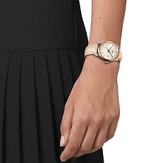 Tissot Unisex Tissot Pr 100 Quartz Mechanical Automatic Tan Leather Strap Mother-of-Pearl Watch