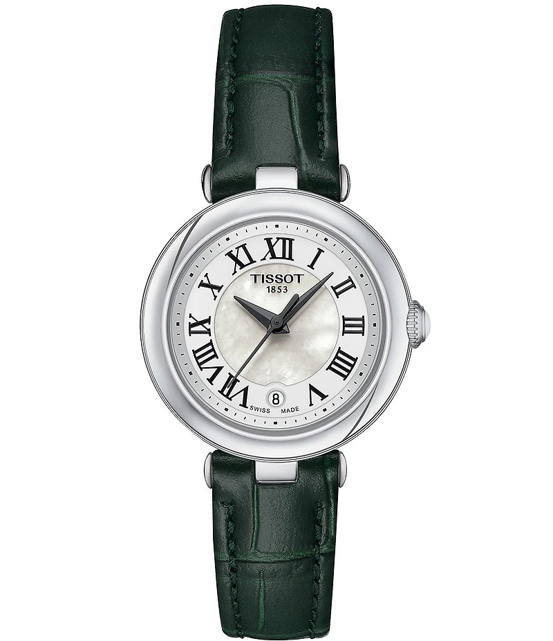 Tissot Women's Bellissima Quartz Mechanical Automatic Green Croco Leather Strap Watch