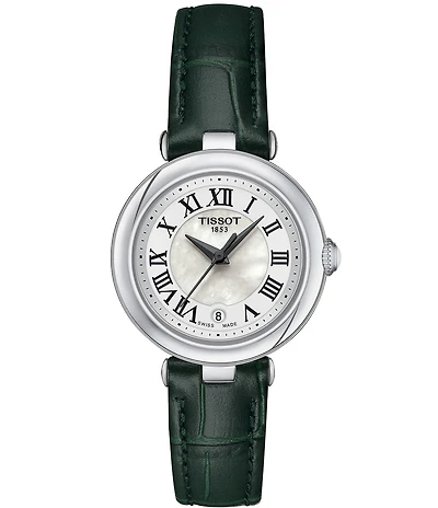Tissot Women's Bellissima Quartz Mechanical Automatic Green Croco Leather Strap Watch