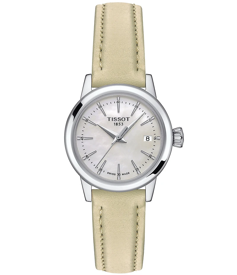 Tissot Women's Classic Dream Analog Beige Leather Strap Watch