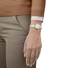 Tissot Women's Classic Dream Analog Beige Leather Strap Watch