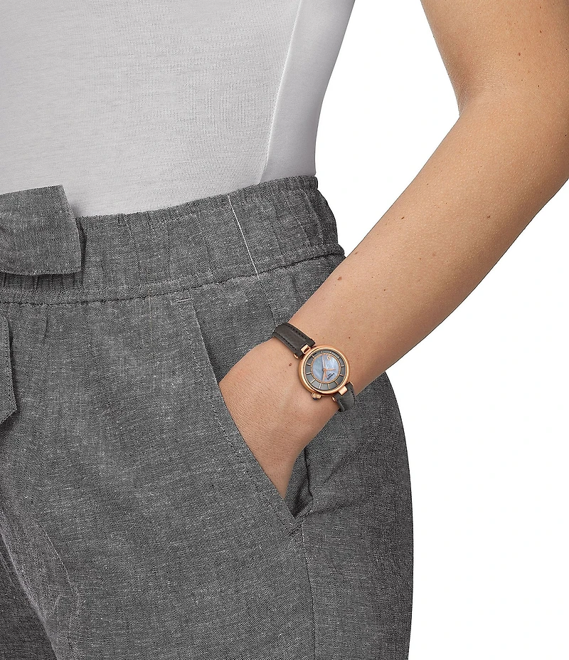 Tissot Women's Desir Automatic Grey Leather Strap Watch