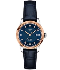 Tissot Women's Le Locle Automatic Blue Leather Strap Watch