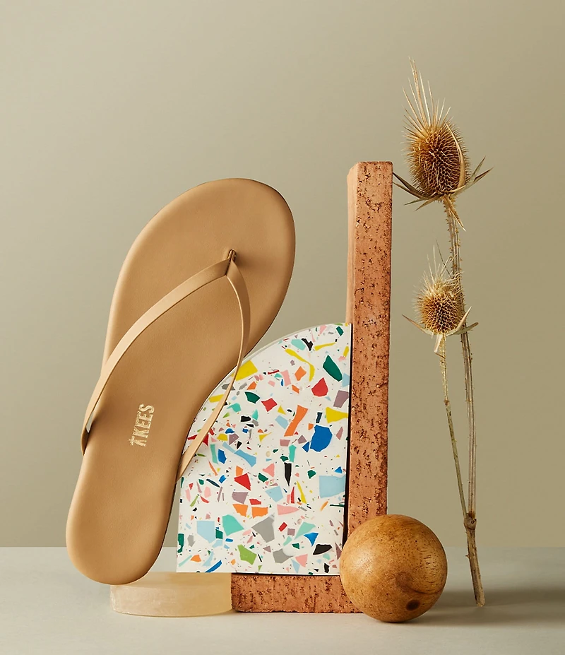 TKEES Lilly Nudes Matte Leather Flip Flops