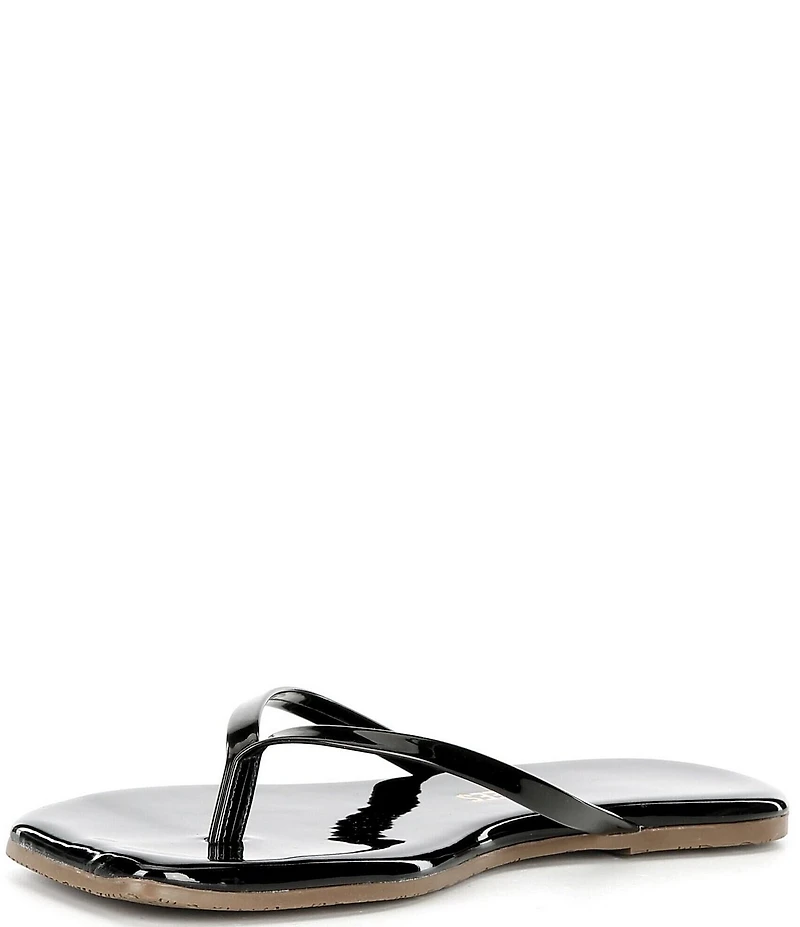 TKEES Square Toe Lily Glosses Patent Leather Flip-Flops