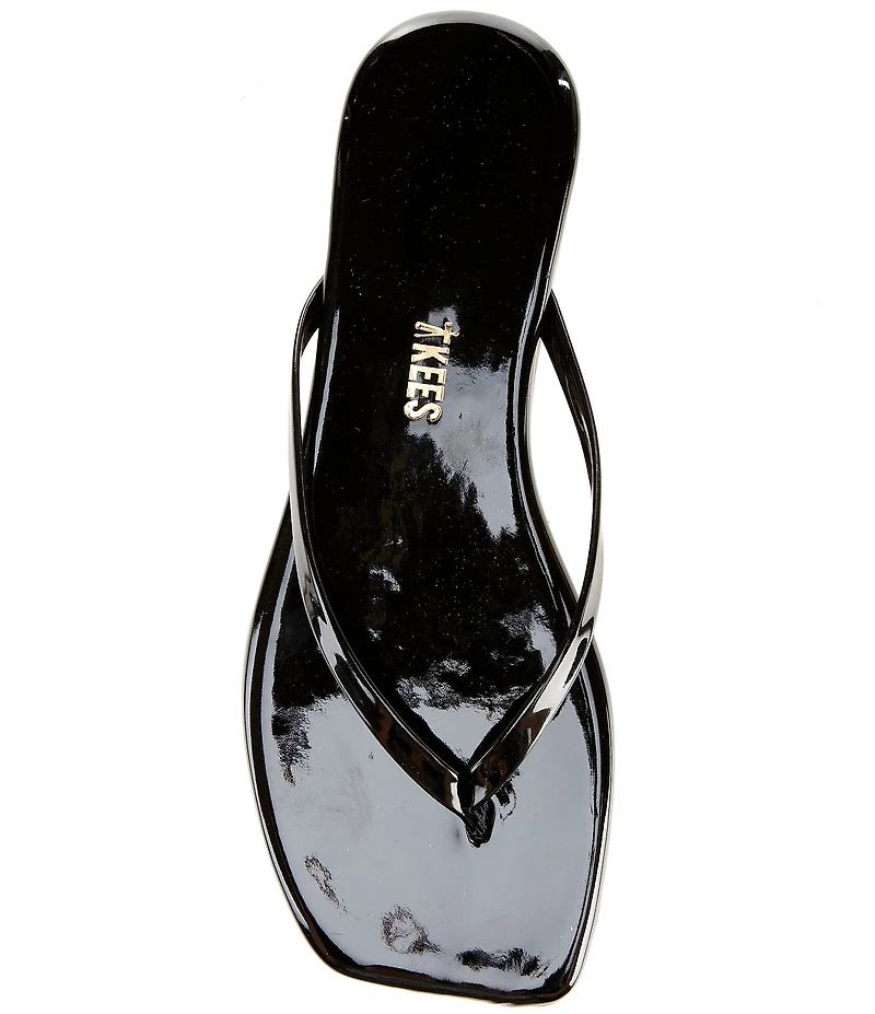 TKEES Square Toe Lily Glosses Patent Leather Flip-Flops