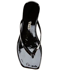 TKEES Square Toe Lily Glosses Patent Leather Flip-Flops