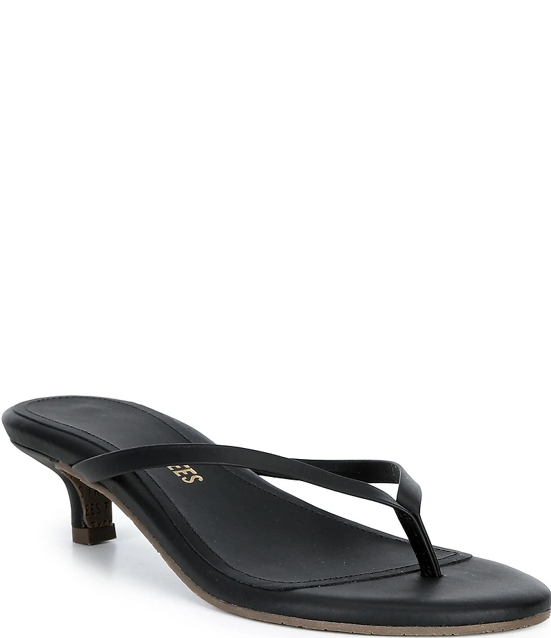 TKEES Julia Suede Leather Kitten Heel Thong Sandals