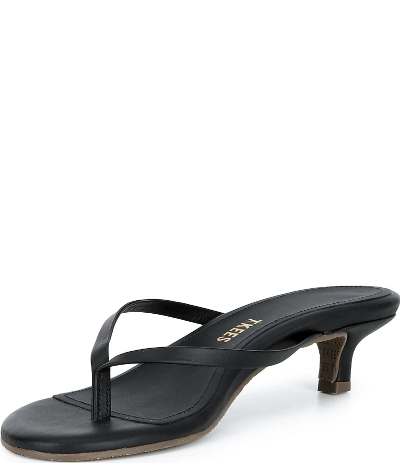 TKEES Julia Suede Leather Kitten Heel Thong Sandals