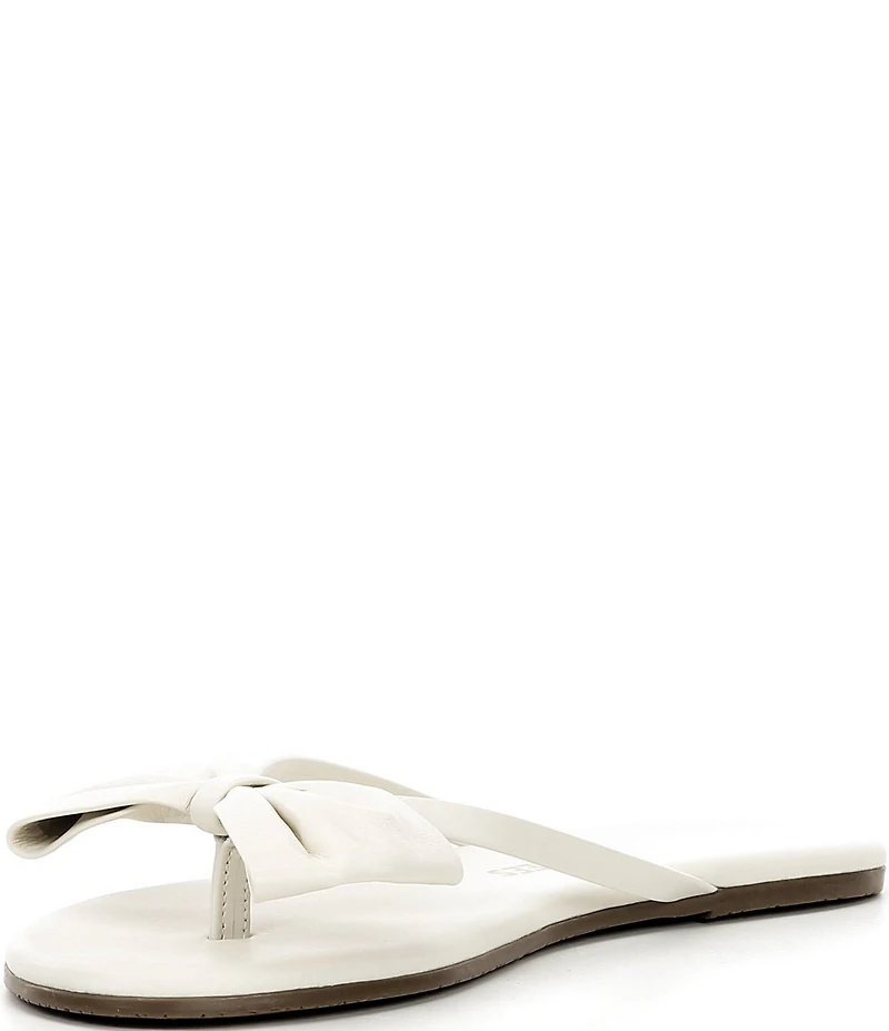 TKEES Lily Oversized Bow Detail Leather Thong Flip-Flops