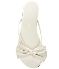 TKEES Lily Oversized Bow Detail Leather Thong Flip-Flops
