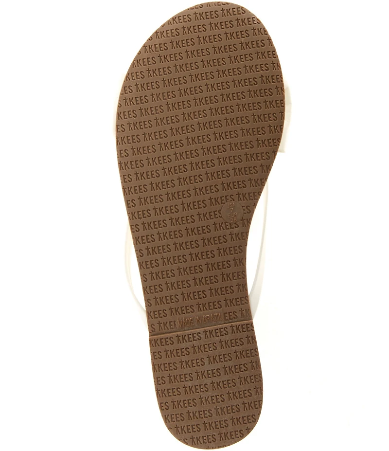 TKEES Lily Oversized Bow Detail Leather Thong Flip-Flops