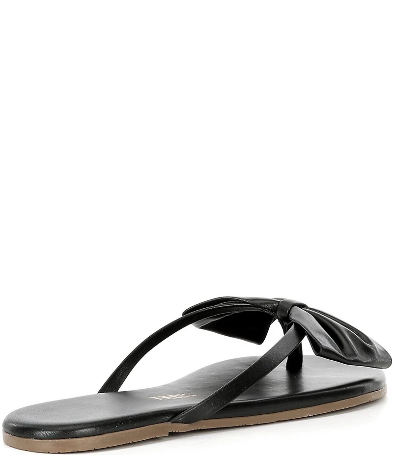 TKEES Lily Oversized Bow Detail Leather Thong Flip-Flops