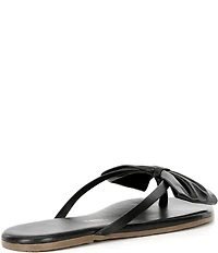 TKEES Lily Oversized Bow Detail Leather Thong Flip-Flops