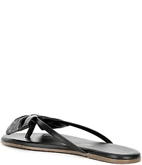 TKEES Lily Oversized Bow Detail Leather Thong Flip-Flops