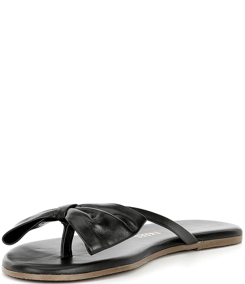 TKEES Lily Oversized Bow Detail Leather Thong Flip-Flops