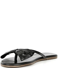 TKEES Lily Oversized Bow Detail Leather Thong Flip-Flops