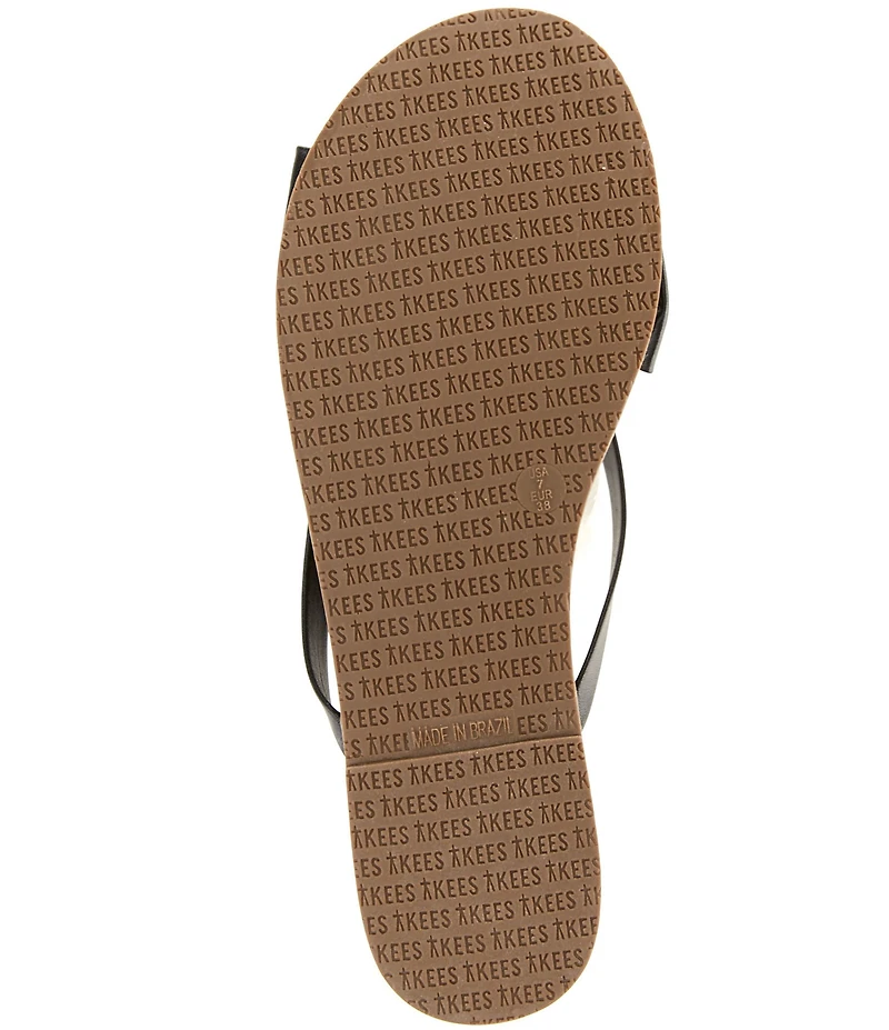 TKEES Lily Oversized Bow Detail Leather Thong Flip-Flops