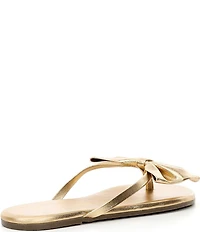 TKEES Lily Oversized Bow Detail Leather Thong Flip-Flops