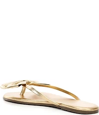 TKEES Lily Oversized Bow Detail Leather Thong Flip-Flops