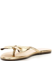 TKEES Lily Oversized Bow Detail Leather Thong Flip-Flops