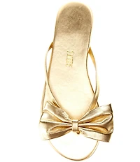 TKEES Lily Oversized Bow Detail Leather Thong Flip-Flops