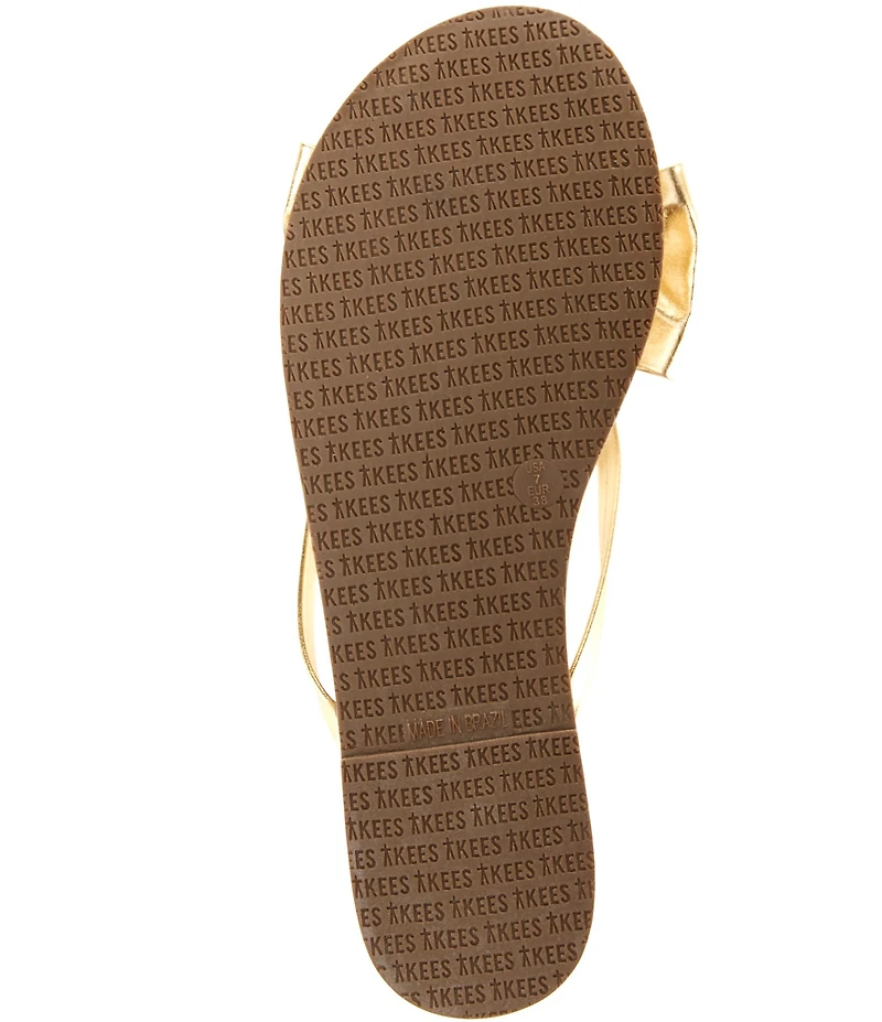 TKEES Lily Oversized Bow Detail Leather Thong Flip-Flops