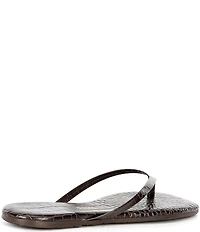 TKEES Square Toe Lily Crocodile Embossed Leather Flip Flops