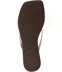 TKEES Square Toe Lily Crocodile Embossed Leather Flip Flops