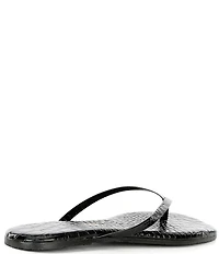 TKEES Square Toe Lily Crocodile Embossed Leather Flip Flops