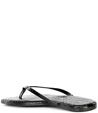 TKEES Square Toe Lily Crocodile Embossed Leather Flip Flops