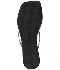 TKEES Square Toe Lily Crocodile Embossed Leather Flip Flops