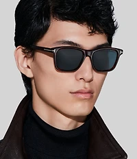 TOM FORD Men's Barron 54mm Tortoise Frame Square Sunglasses