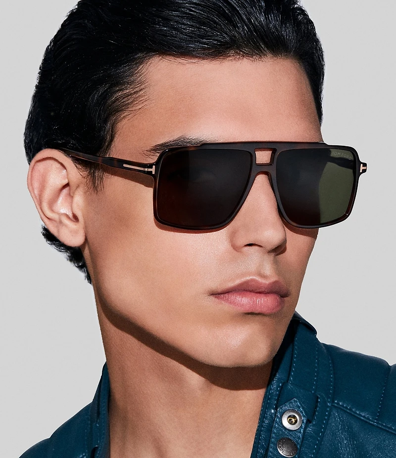TOM FORD Men's Kemp 59mm Tortoise Framed Navigator Sunglasses