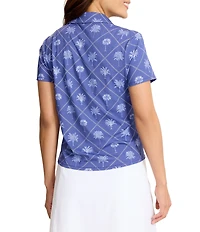 Tommy Bahama Abby Getaway Frond IslandZone® Palm Tree Polo Collar Short Sleeve Top