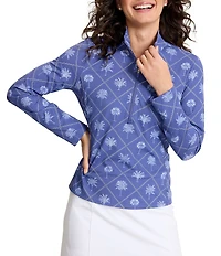 Tommy Bahama Abby Getaway Frond Palm Coordinating Quarter Zip Long Sleeve Jacket